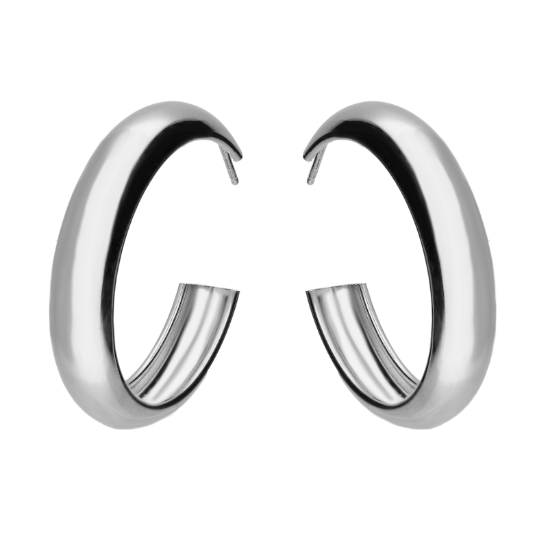 Kolczyki srebrne płaskie kółka rurka 40mm/sztyft PW694 ROD 40mm-8,00 próba 925