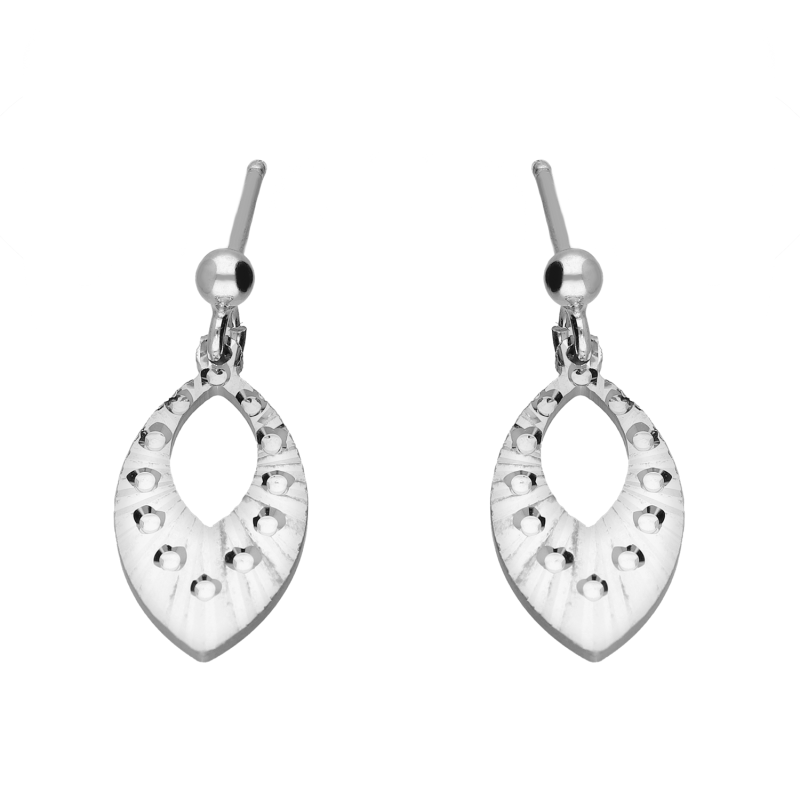 Kolczyki srebrne łezka z grawerowanymi promieniami/sztyft PW702 ROD łezka próba 925