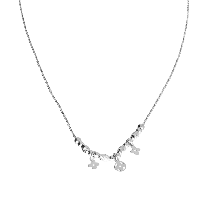 Naszyjnik srebrny kwiaty i kulki/rolo reg. PW704 ROD próba 925