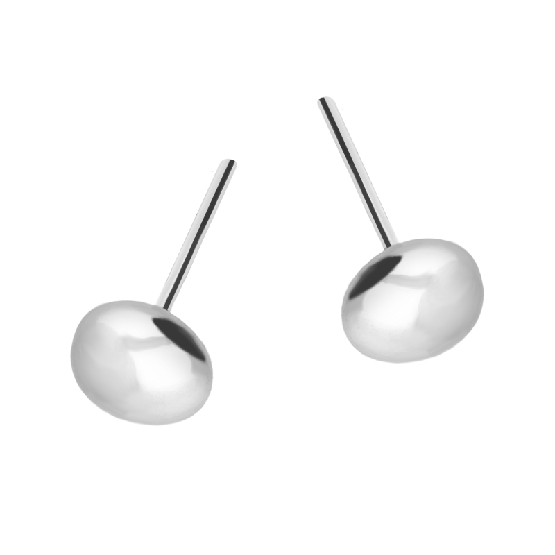 Kolczyki srebrne wypukła kulka 7 mm płaska/sztyft PW748 próba 925