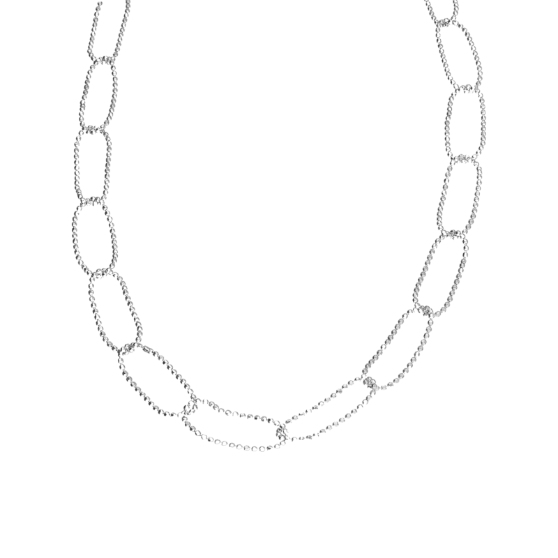 Naszyjnik srebrny owalne łańcuszki bead/reg. PW767 ROD próba 925