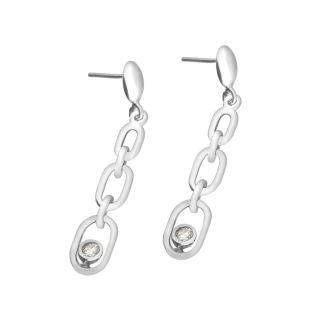 Kolczyki srebrne łańcuch z cyrkonią/sztyft TB 22219 próba 925