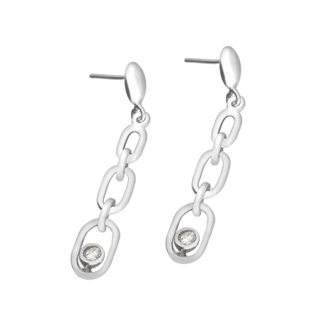 Kolczyki srebrne łańcuch z cyrkonią/sztyft TB 22219 próba 925