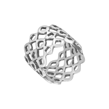 Pierścionek srebrny szeroki z ażurowymi rombami TB 23673 próba 925