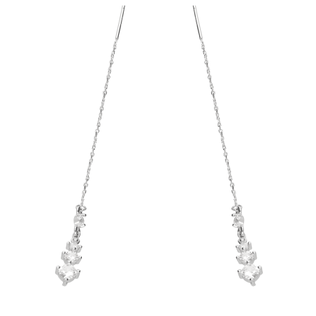 Kolczyki srebrne białe cyrkonie rosnąco/przeciągane TB 23849 próba 925