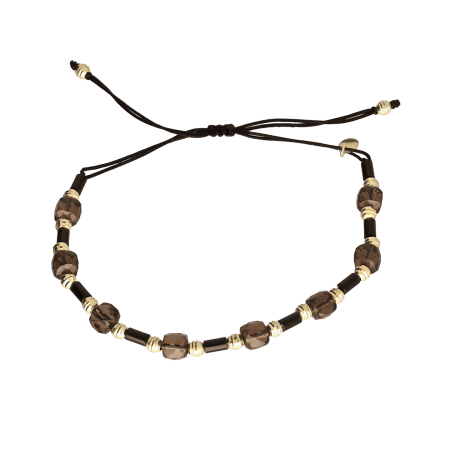 Pozłacana Bransoleta Srebrna Kwarc Dymny Agat - JubilerSezam.pl