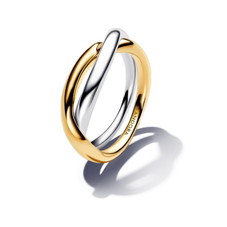 Dwukolorowy Pierścionek Pandora Splecione Pasma - JubilerSezam.pl
