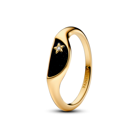 Sygnet Pandora ME pozłacany z czarną emalią - JubilerSezam.pl