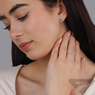 Srebrne Kolczyki z Tanzanitem i Cyrkoniami pr. 925 - JubilerSezam.pl