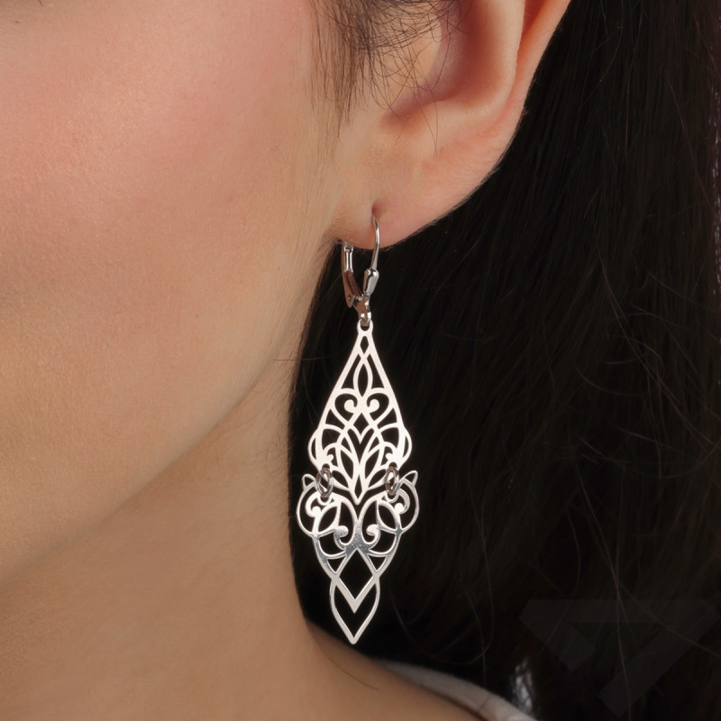 Kolczyki srebrne ruchomy deltoid ornament/big.zam. JZ 10234120 próba 925