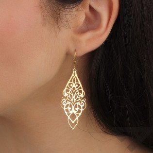 Kolczyki pozłacane ruchomy deltoid z ornamentem/big.zam. JZ 10234110 próba 925