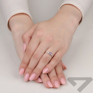 Srebrny Pierścionek z Tanzanitem i Cyrkoniami pr. 925 - JubilerSezam.pl