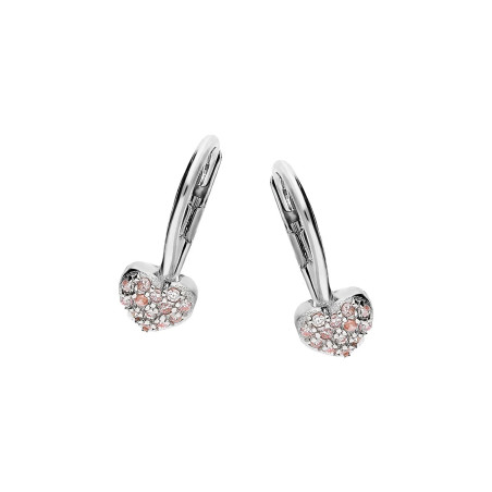 Srebrne kolczyki serca z różowymi cyrkoniami pr. 925 - JubilerSezam.pl