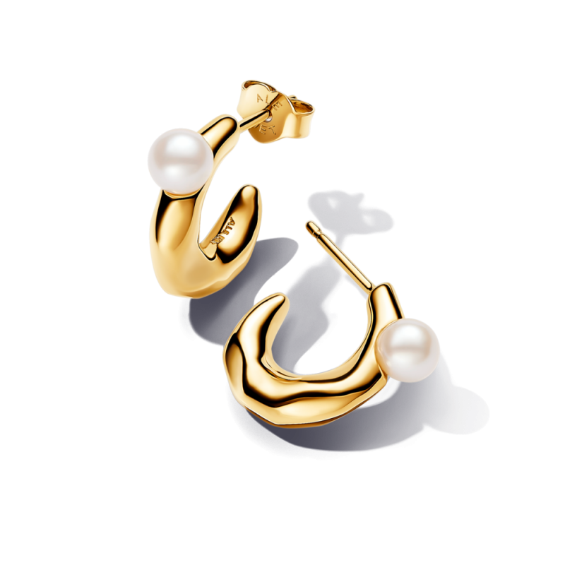 Kolczyki Pandora z Perłą Hodowaną, Pozłacane Obręcze - JubilerSezam.pl