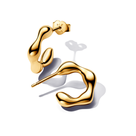 Złocone Kolczyki Obręcze Pandora Organiczny Kształt - JubilerSezam.pl