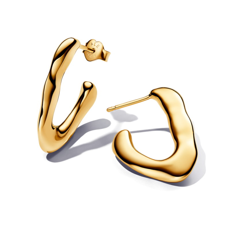 Kolczyki Pandora pozłacane, otwarte obręcze V - JubilerSezam.pl