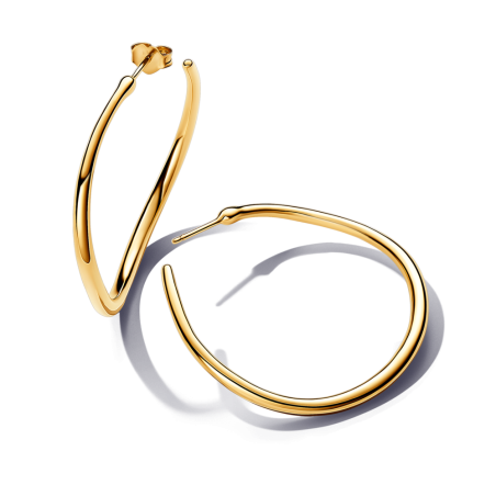 Złote Kolczyki Obręcze Pandora Organiczny Kształt - JubilerSezam.pl