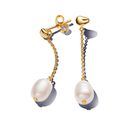 Kolczyki wiszące Pandora z obrobioną słodkowodną perłą hodowaną 263313C01
