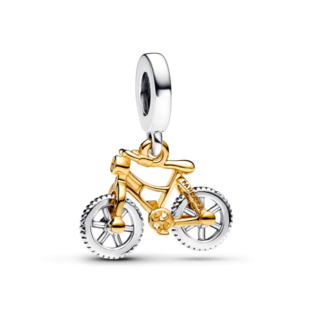 Dwutonowy charms-zawieszka Pandora Rower na obracających się kołach 763354C01
