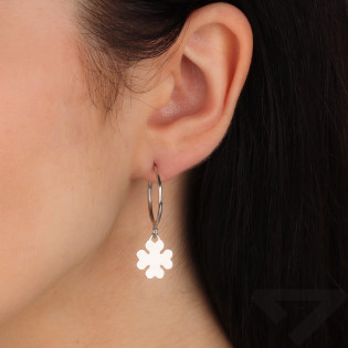 Kolczyki srebrne koła z koniczynką/szarniry PW761 ROD próba 925