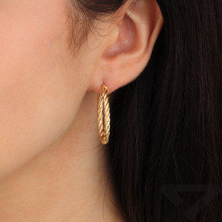 Kolczyki pozłacane owalne koła sznur 29 mm