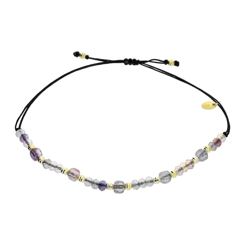 Pozłacana bransoleta srebrna z fluorytem - JubilerSezam.pl