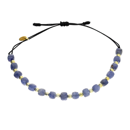 Bransoleta pozłacana kyanite i grawerowane kulki VJ 14-G kyanite sq próba 925