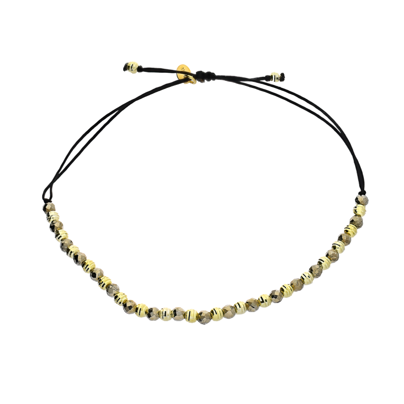 Pozłacana Bransoletka z Pirytem i Kulami pr. 925 - JubilerSezam.pl