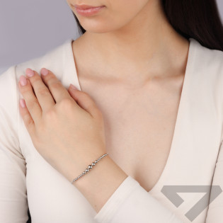 Bransoleta srebrna gładkie kulki narastająco/kostka AT913 próba 925