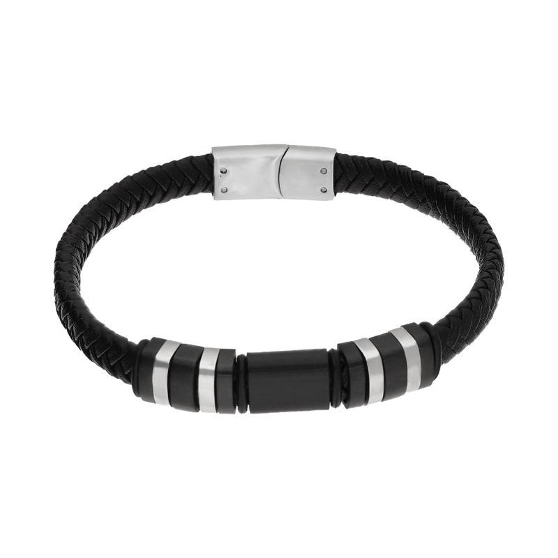 Bransoleta męska stalowa czarno-srebrna - JubilerSezam.pl