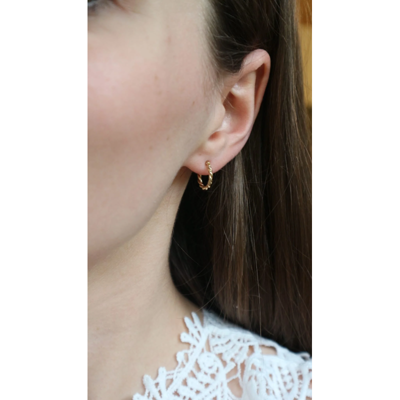 Kolczyki złote kółka 13mm plecionka/ang.zap. AR X3TE13347 próba 585