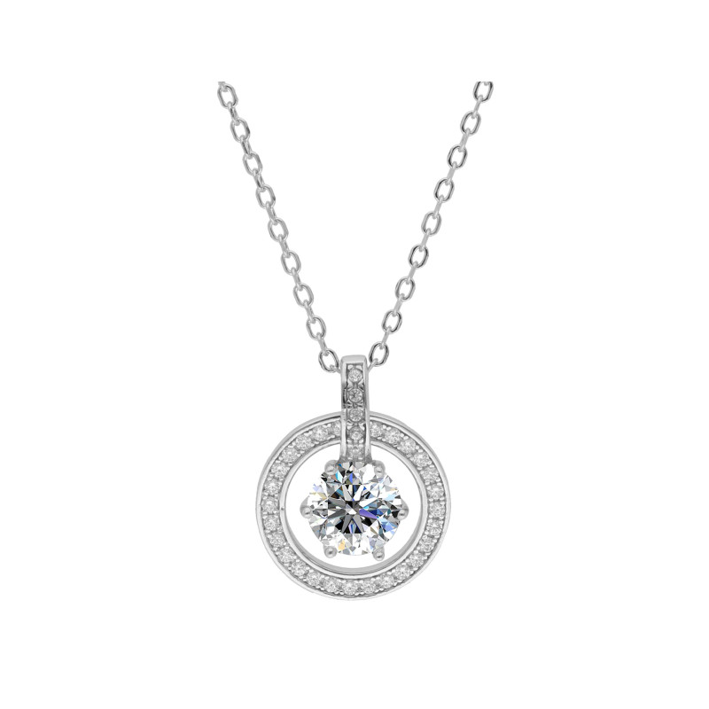 Naszyjnik srebrny z moissanitem w kole