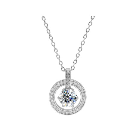 Naszyjnik srebrny z moissanitem w kole