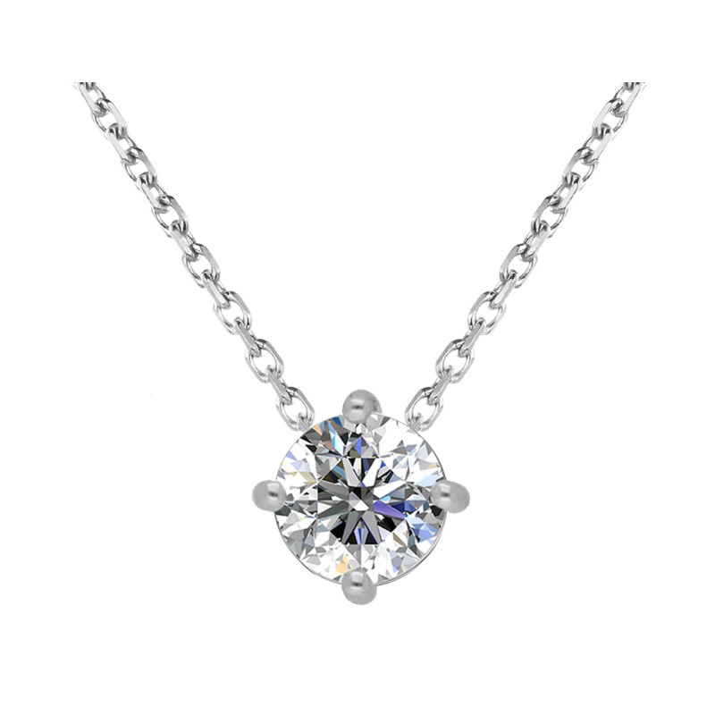 Naszyjnik srebrny z moissanitem w czterech łapkach/rolo CQ BMCP066-4 próba 925
