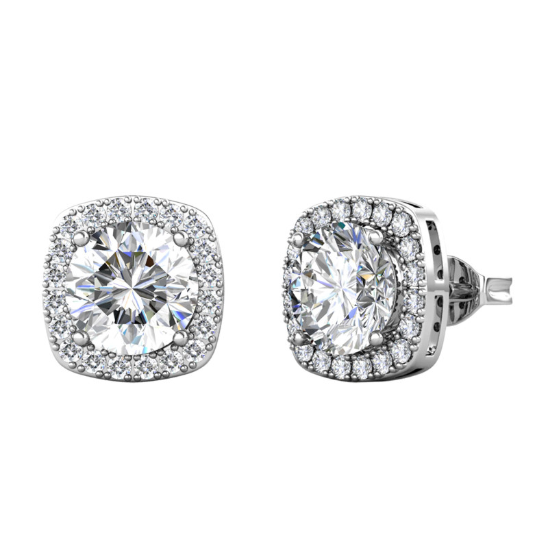 Kolczyki srebrne kwadrat z moissanitem