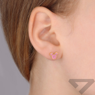 Kolczyki Disney dla dziewczynki Myszka Mickey z różowymi cyrkoniami/sztyft DK E600178YRPL-B.CS