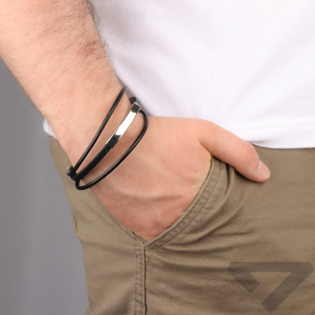 Bransoleta męska potrójna z gładką blaszką