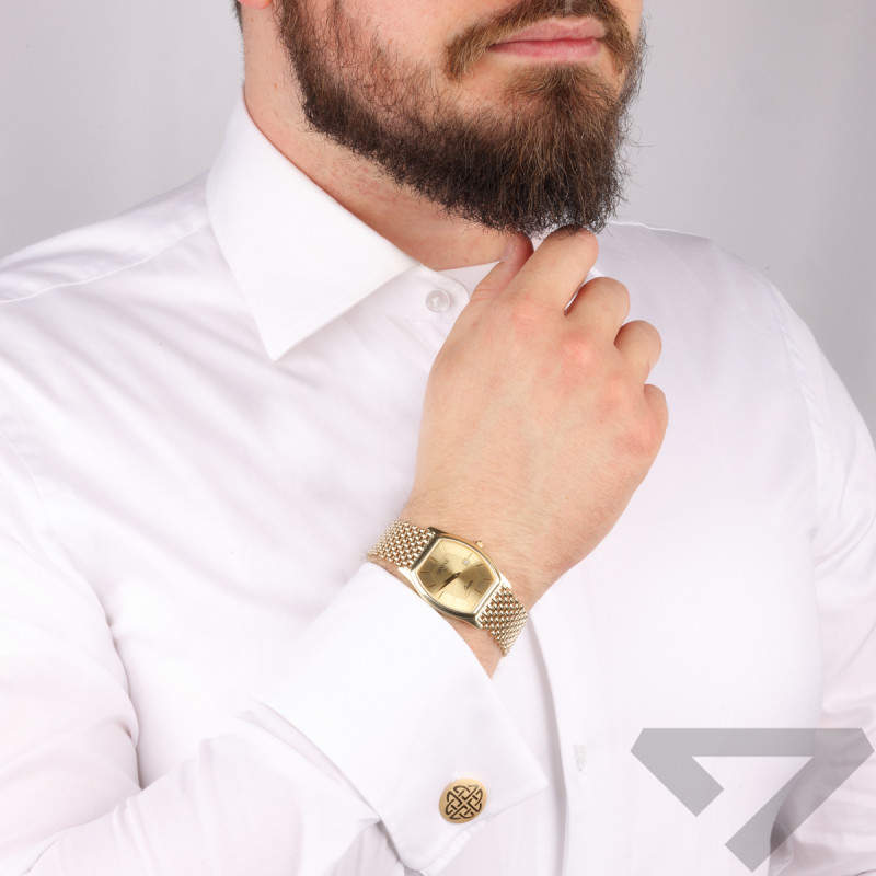 Spinki do mankietów złote matowe koło z węzłem celtyckim