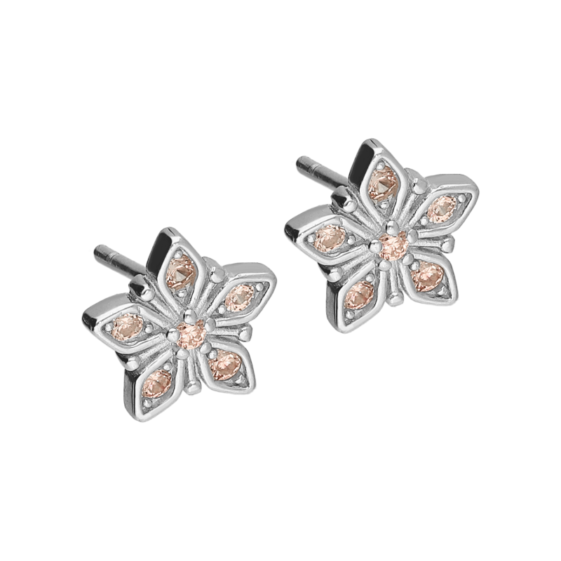 Kolczyki srebrne gwiazda z jasno-różowymi cyrkoniami/sztyft AT873 próba 925