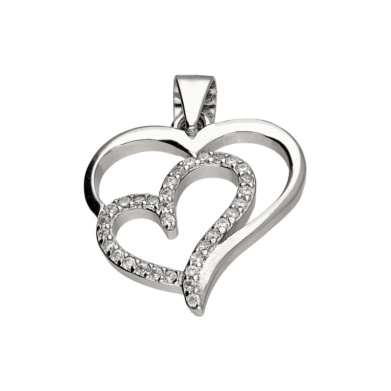 Serduszko srebrne ramka z sercem z cyrkoniami HS1102 próba 925