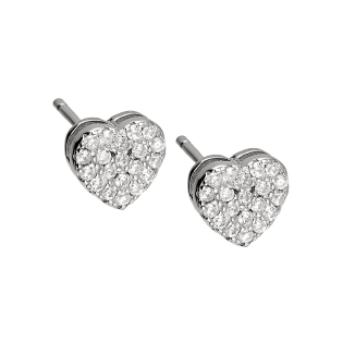 Kolczyki srebrne serce z białymi cyrkoniami/sztyft HS1143 próba 925