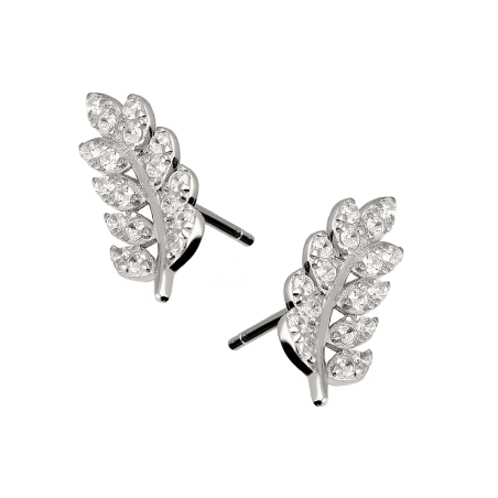 Srebrne kolczyki listki z cyrkoniami pr. 925 - JubilerSezam.pl