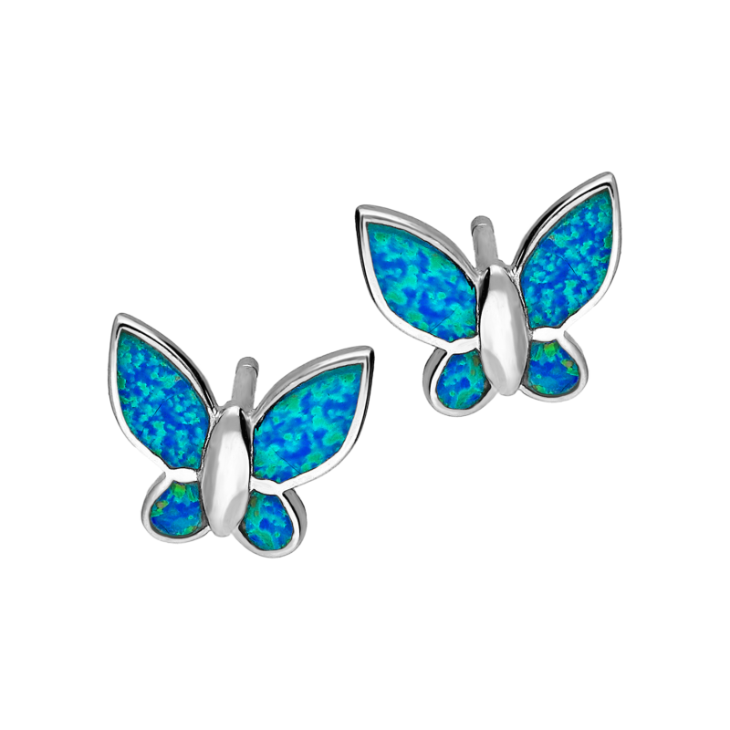 Srebrne kolczyki motylki z opalem - JubilerSezam.pl