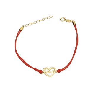 Pozłacana Bransoletka Srebrna Serce Love Cyrkonie - JubilerSezam.pl