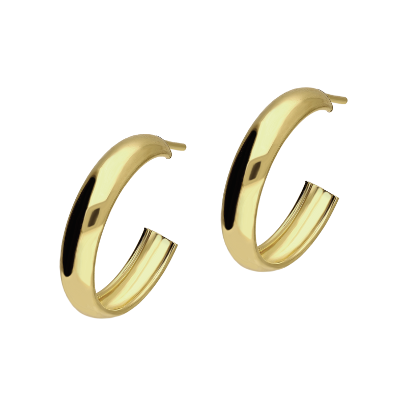 Kolczyki pozłacane kółka rurka płaskie 20mm/sztyft PW694 GOLD 20mm-5,00 próba 925