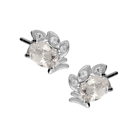 Kolczyki srebrne owal i łezki z cyrkoniami/sztyft TB 19774 próba 925