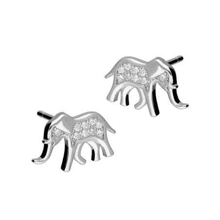 Kolczyki srebrne słoń z białymi cyrkoniami/sztyft TB 21798 próba 925