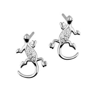 Srebrne kolczyki jaszczurki z cyrkoniami pr. 925 - JubilerSezam.pl