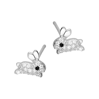 Kolczyki srebrne dla dziewczynki królik z cyrkoniami/sztyft TB 23118 próba 925