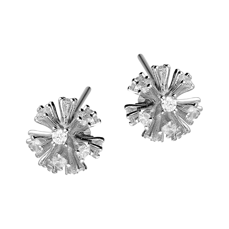 Srebrne Kolczyki Dmuchawiec z Cyrkoniami pr. 925 - JubilerSezam.pl